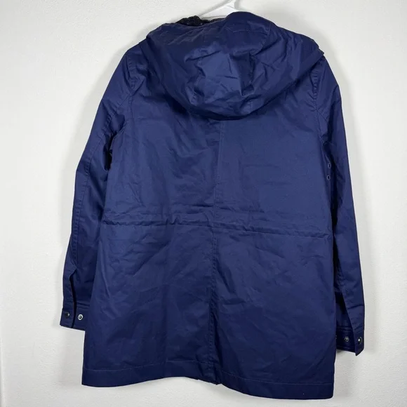 Hunter Cotton Smock Jacket Navy Water Resistant Hooded Women’s XS Mid-Length - Picture 9 of 10